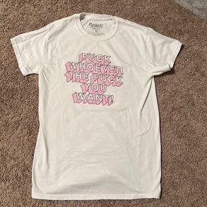 spencer’s f whoever the f you want shirt, white, size small fits a little snug